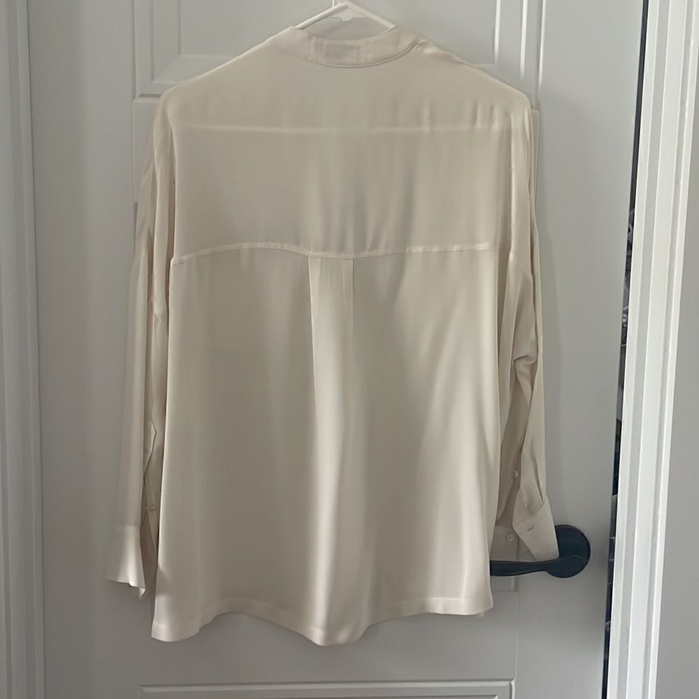 Vince Ivory Silk Split Front Blouse - Picture 5 of 5